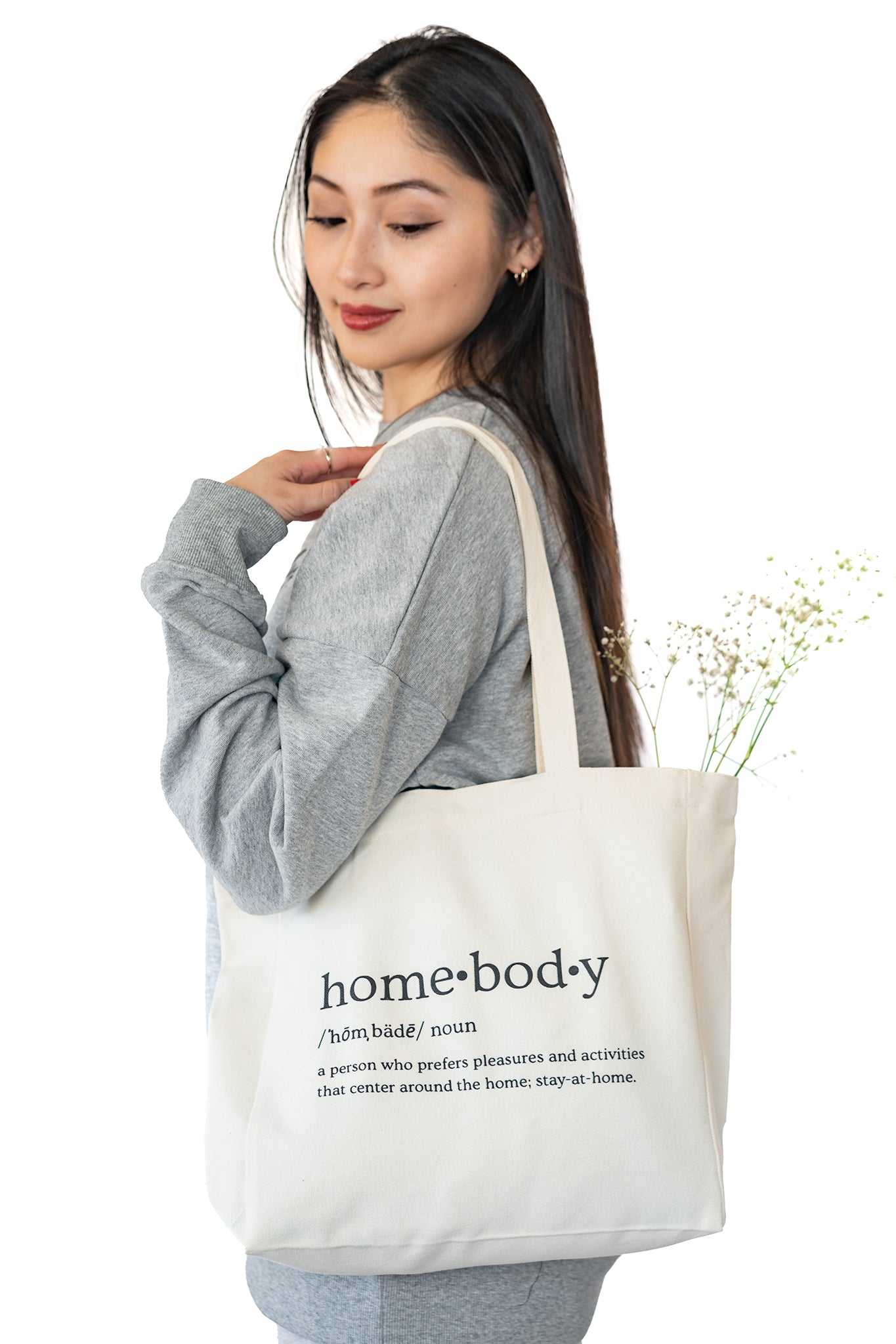 Canvas Tote Bag with Printed Black Homebody Logo | Unisex