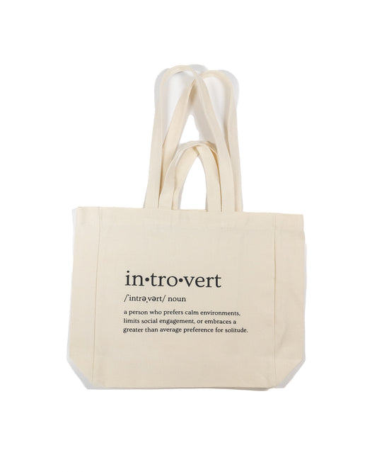 Canvas Tote Bag with Printed Black Introvert Logo | Unisex
